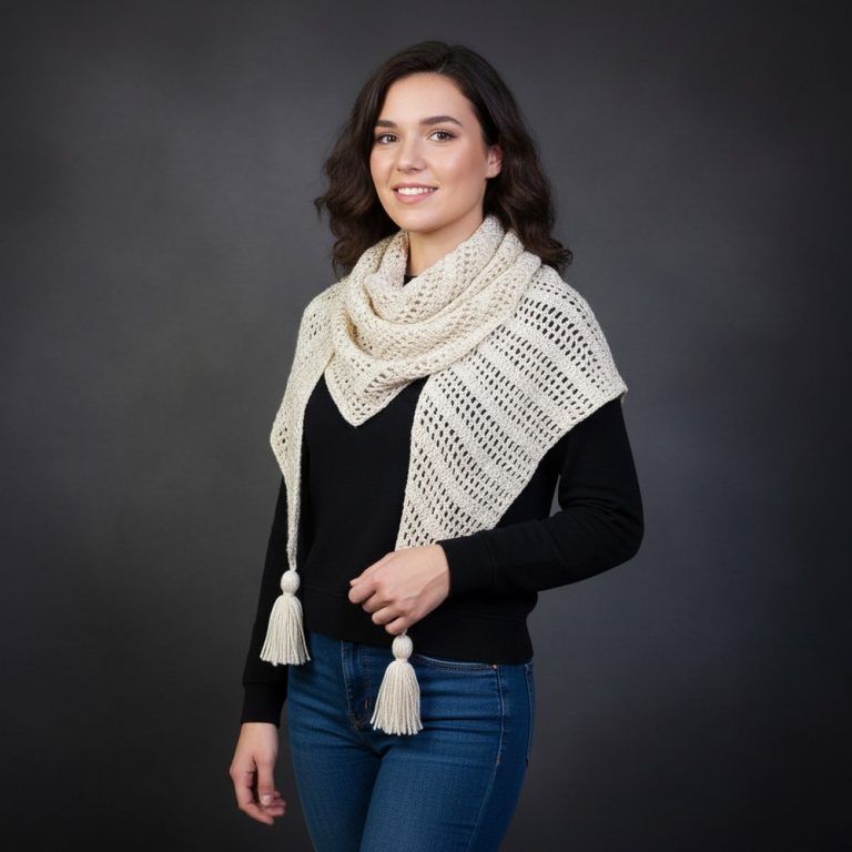 Diagonal openwork crochet shawl - Step by step for beginners 11