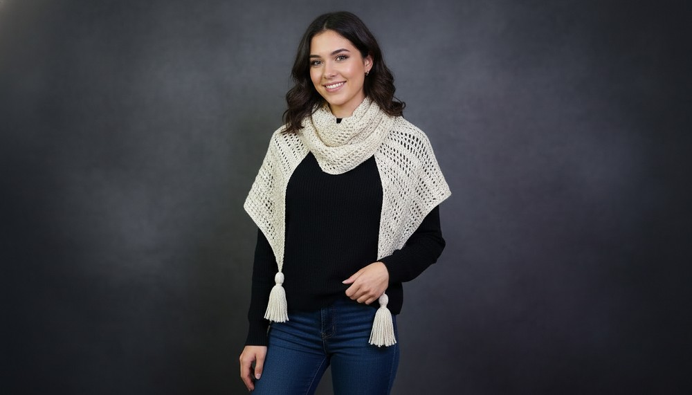 Diagonal openwork crochet shawl - Step by step for beginners 2