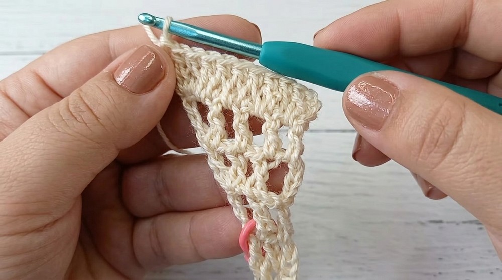 Diagonal openwork crochet shawl - Step by step for beginners 5