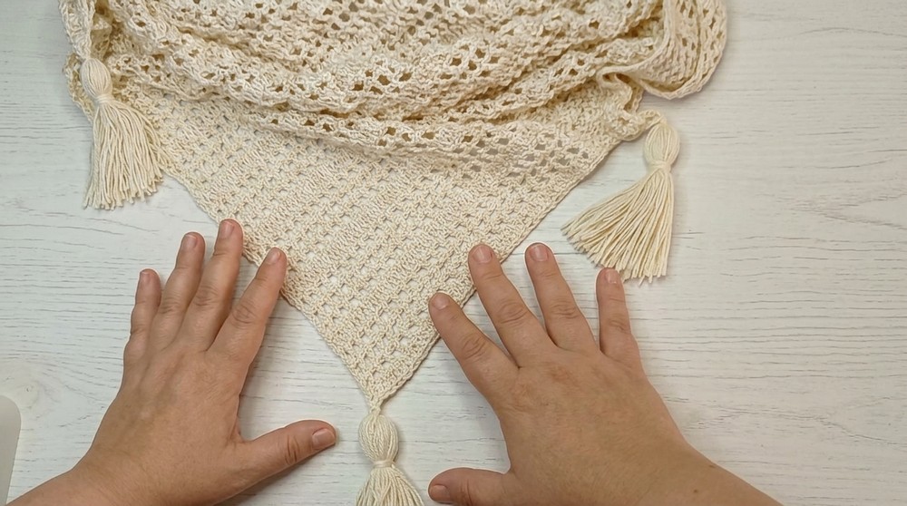 Diagonal openwork crochet shawl - Step by step for beginners 8