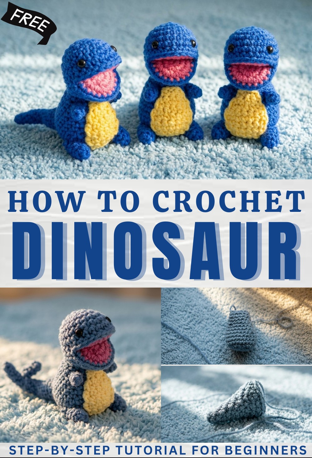 Dinosaur Amigurumi Tutorial Free Crochet Pattern (2)