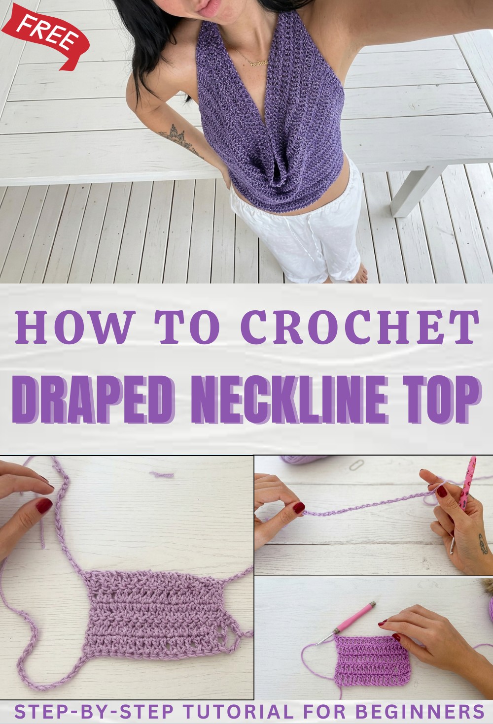Draped Neckline Crochet Top - Step-by-Step Tutorial 1