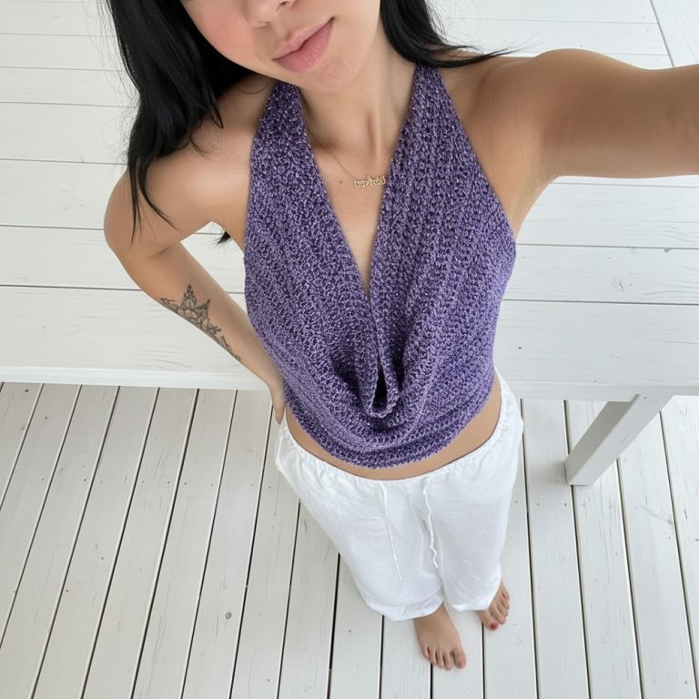 Draped Neckline Crochet Top - Step-by-Step Tutorial 8