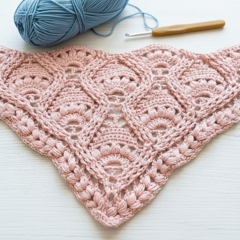 EASY CROCHET SHAWL TUTORIAL How to crochet pineapple puff stitch pattern for beginners 8