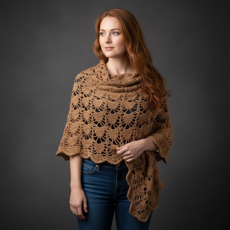 Easy Crochet Pineapple Lace Shawl 11