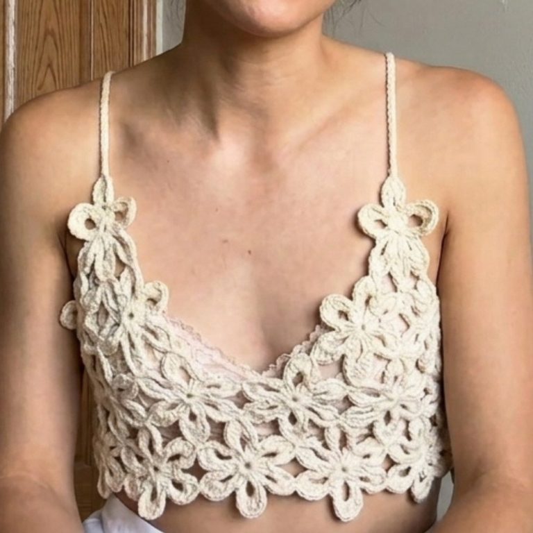 Flower motif crochet top tutorial (easy) 10