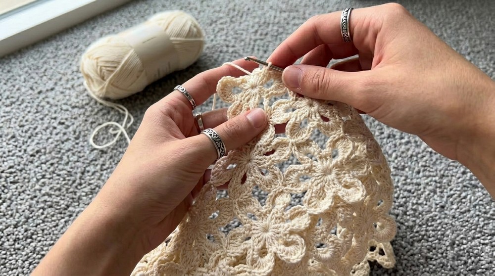 Flower motif crochet top tutorial (easy) 8