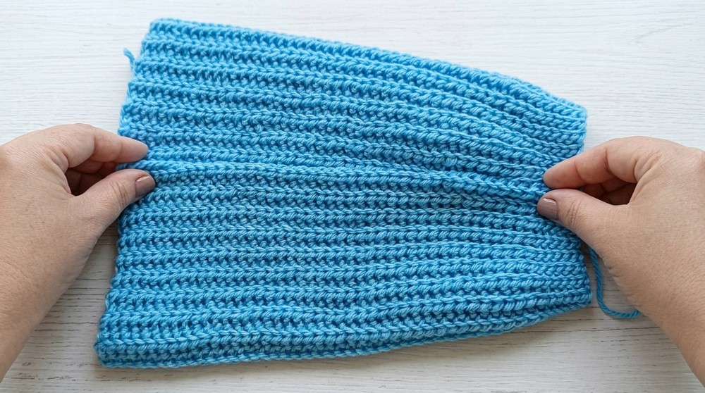 Hat knitted with a crocheted rectangle - Easy, quick and for any size 5