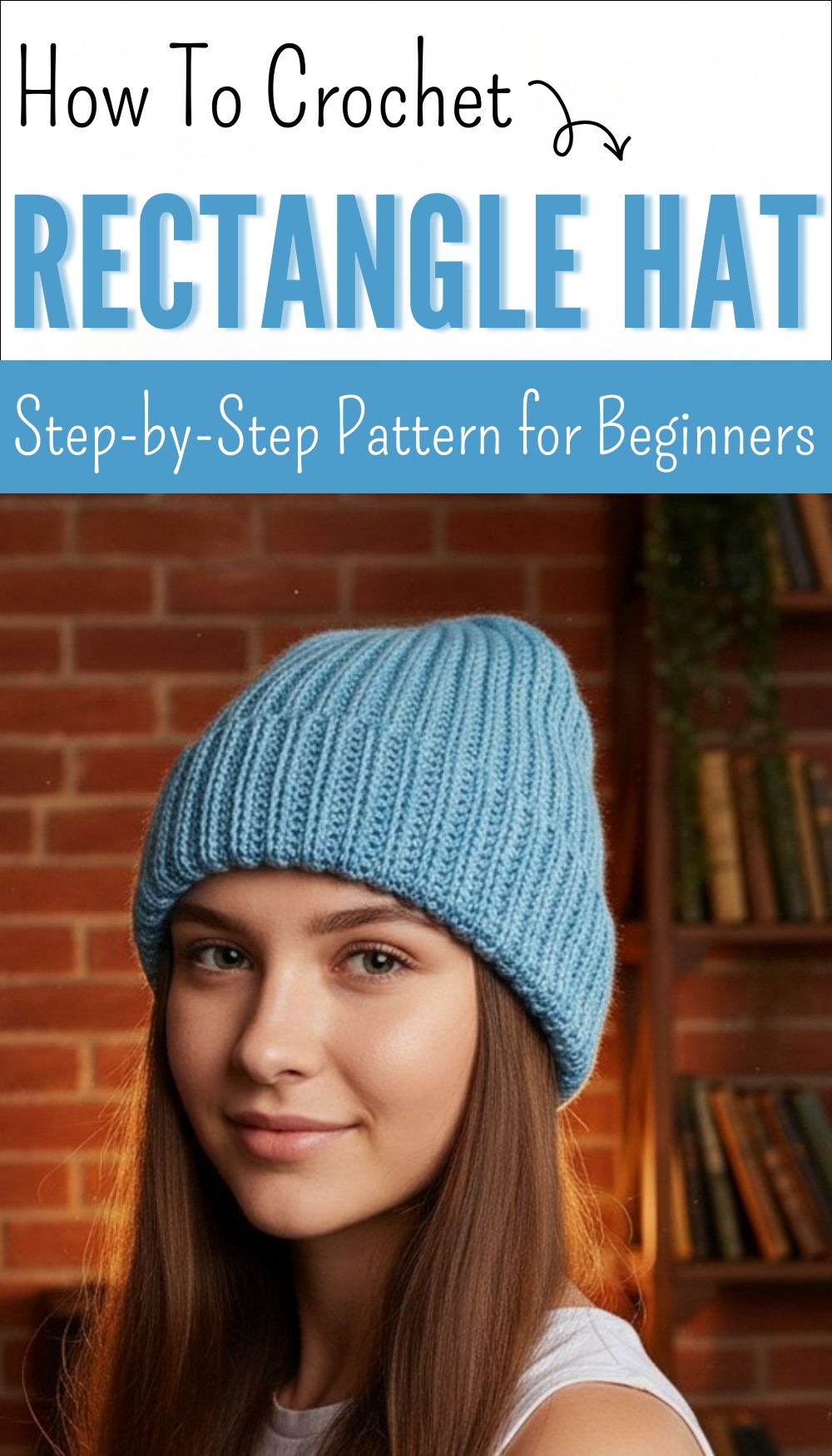 Hat knitted with a crocheted rectangle - Easy, quick and for any size 9