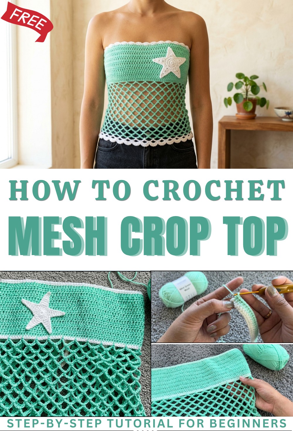 How To crochet a mesh crop top super simple for beginners 1