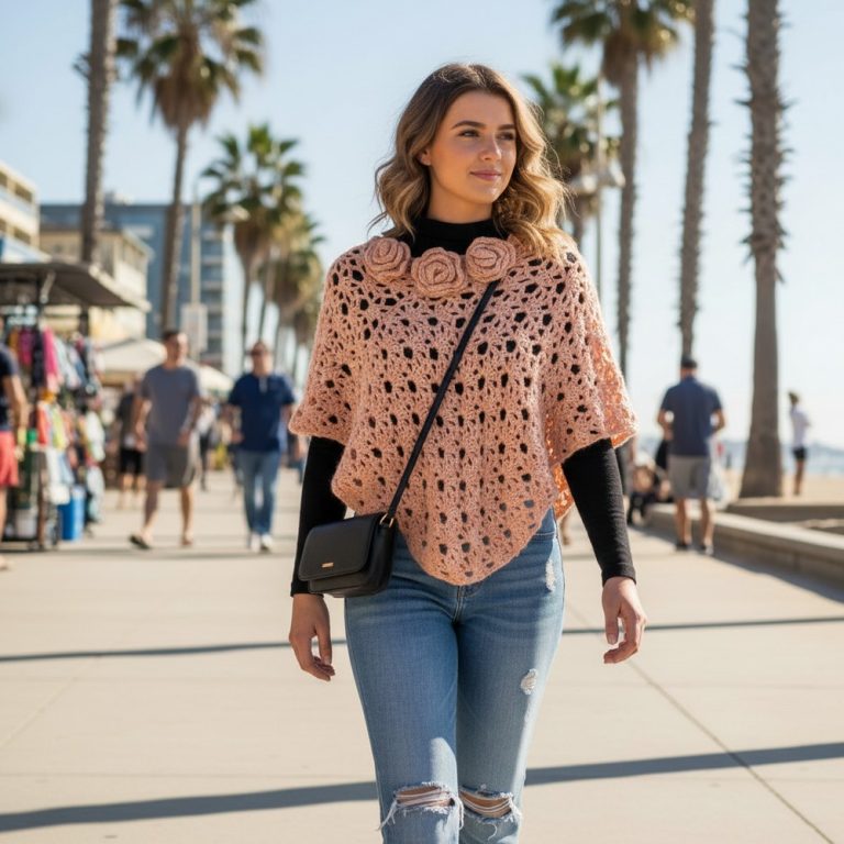 How to Crochet a Roses Lace Poncho 10