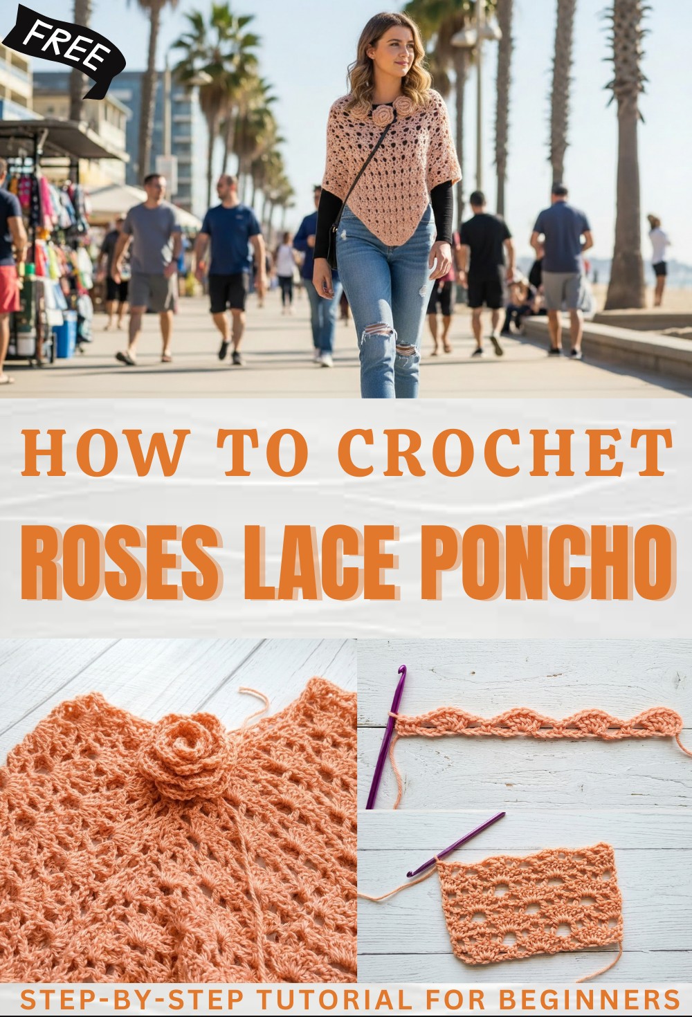 How to Crochet a Roses Lace Poncho 1