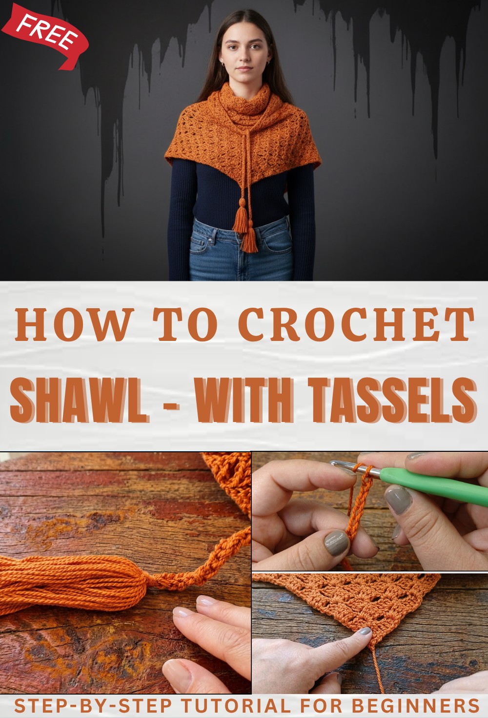 How to Crochet a Shawl – With Tassels and Cords to Tie 1