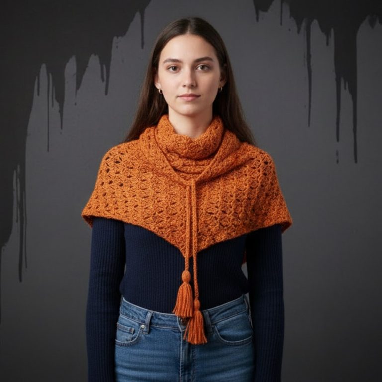 How to Crochet a Shawl – With Tassels and Cords to Tie 12