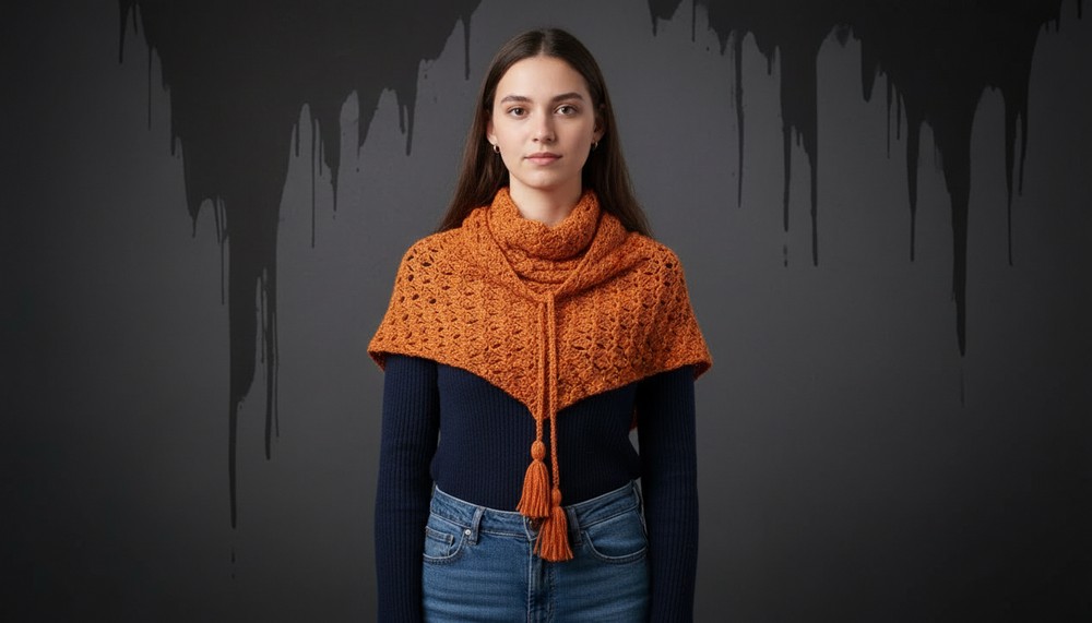 How to Crochet a Shawl – With Tassels and Cords to Tie 2