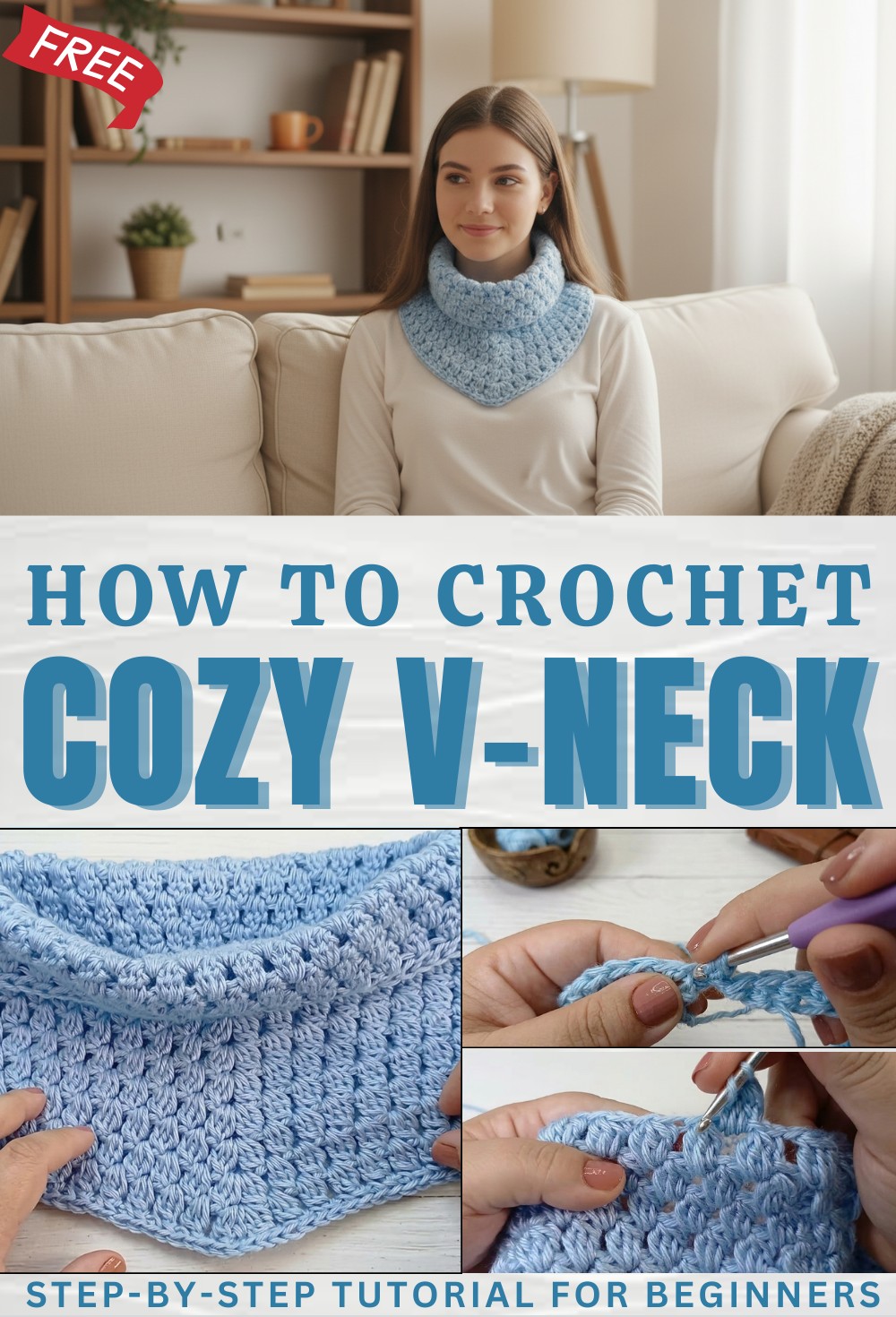 How to crochet an easy V-neck – Ideal for winter 1