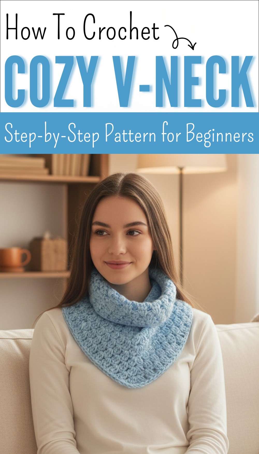 How to crochet an easy V-neck – Ideal for winter 9