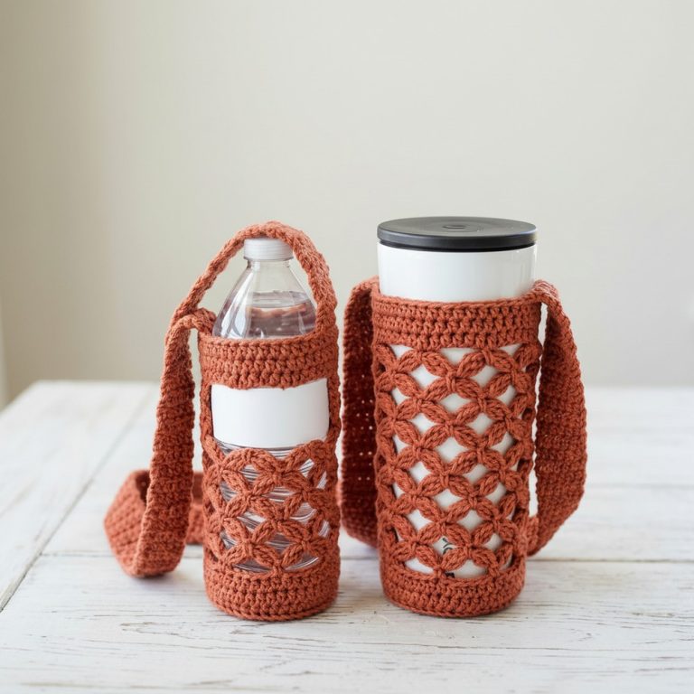 Free Crochet Leaf Water Bottle Holder Pattern for Nature Lovers