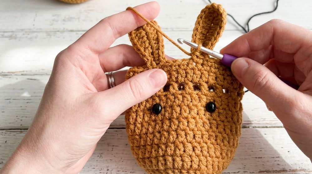 Mini Crochet Bunny Drawstring Bag for Beginners 10