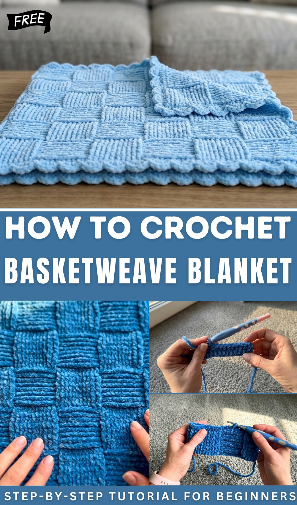 Nora's Pink Crochet Basketweave Blanket 1
