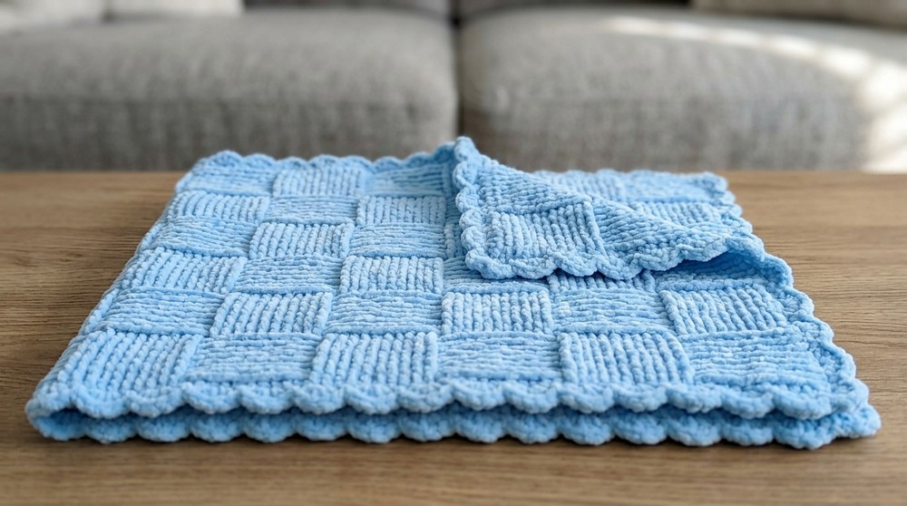 Nora's Pink Crochet Basketweave Blanket 2
