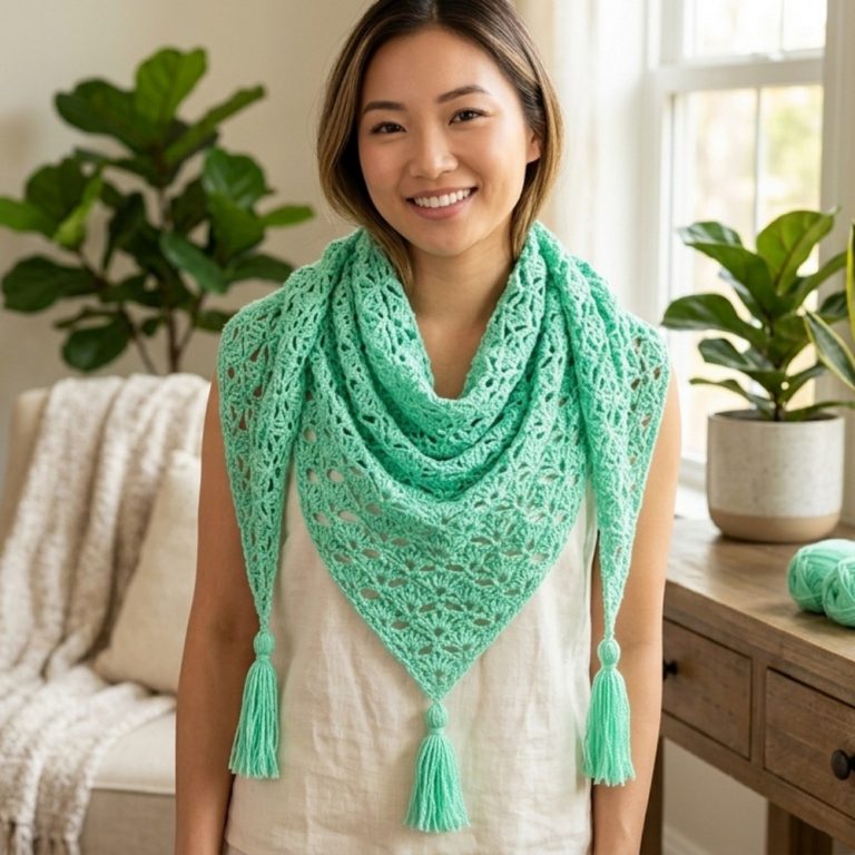 One Skein Crochet Lace Shawl - Winter Ice 9