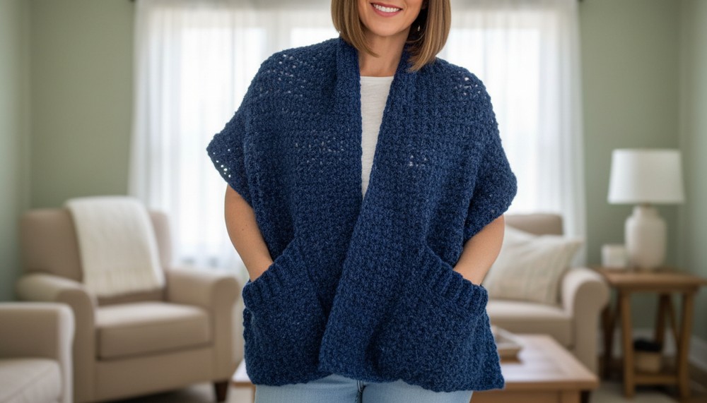 Pocket Shawl For Beginners Easy Crochet Pocket Shawl 2