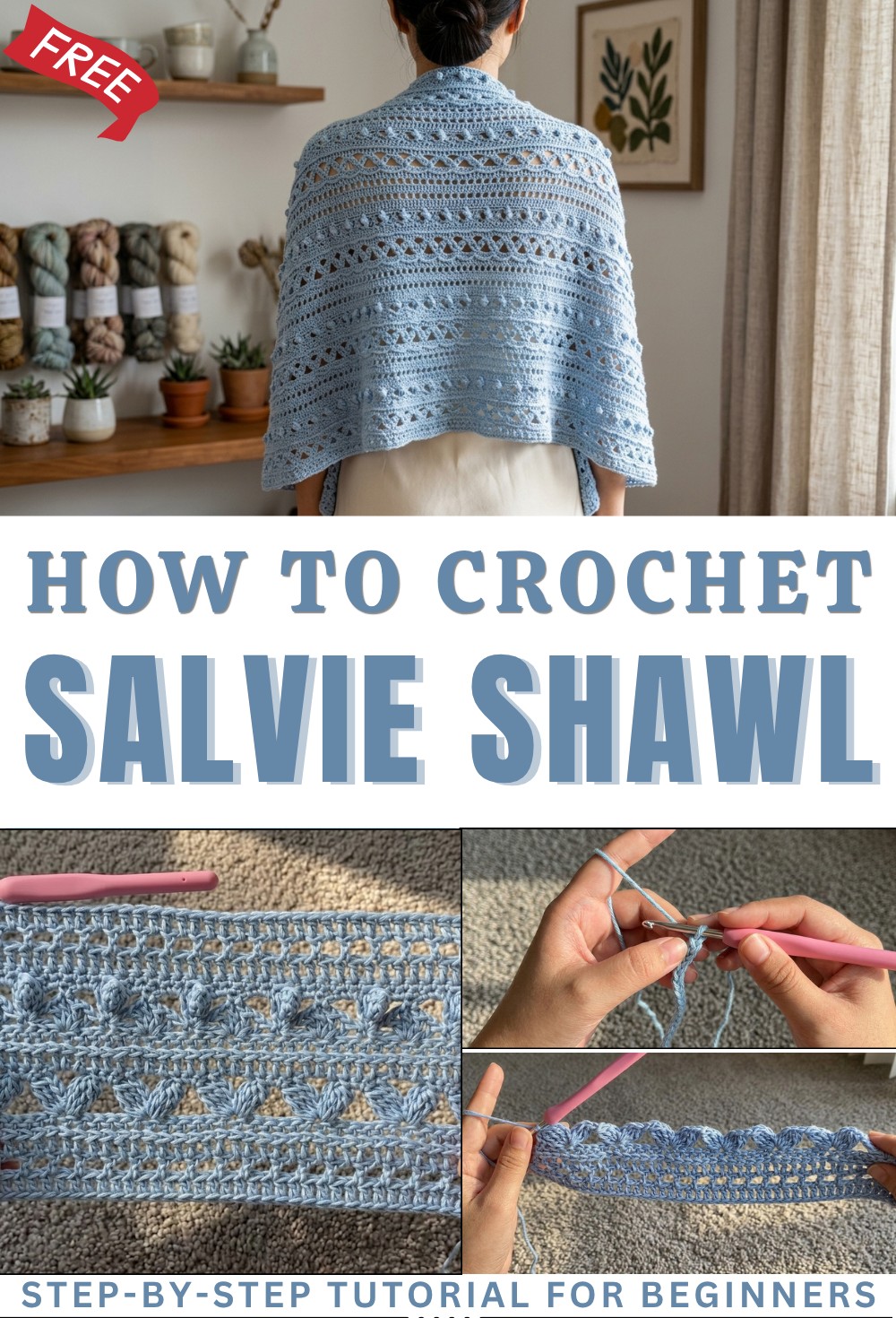 SALVIE SHAWL - Rectangular Shawl Crochet Tutorial 1