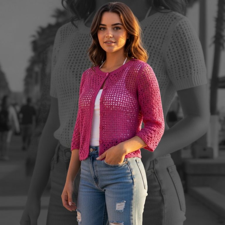 Crochet Sleeved Jacket Free Pattern With Complete Details