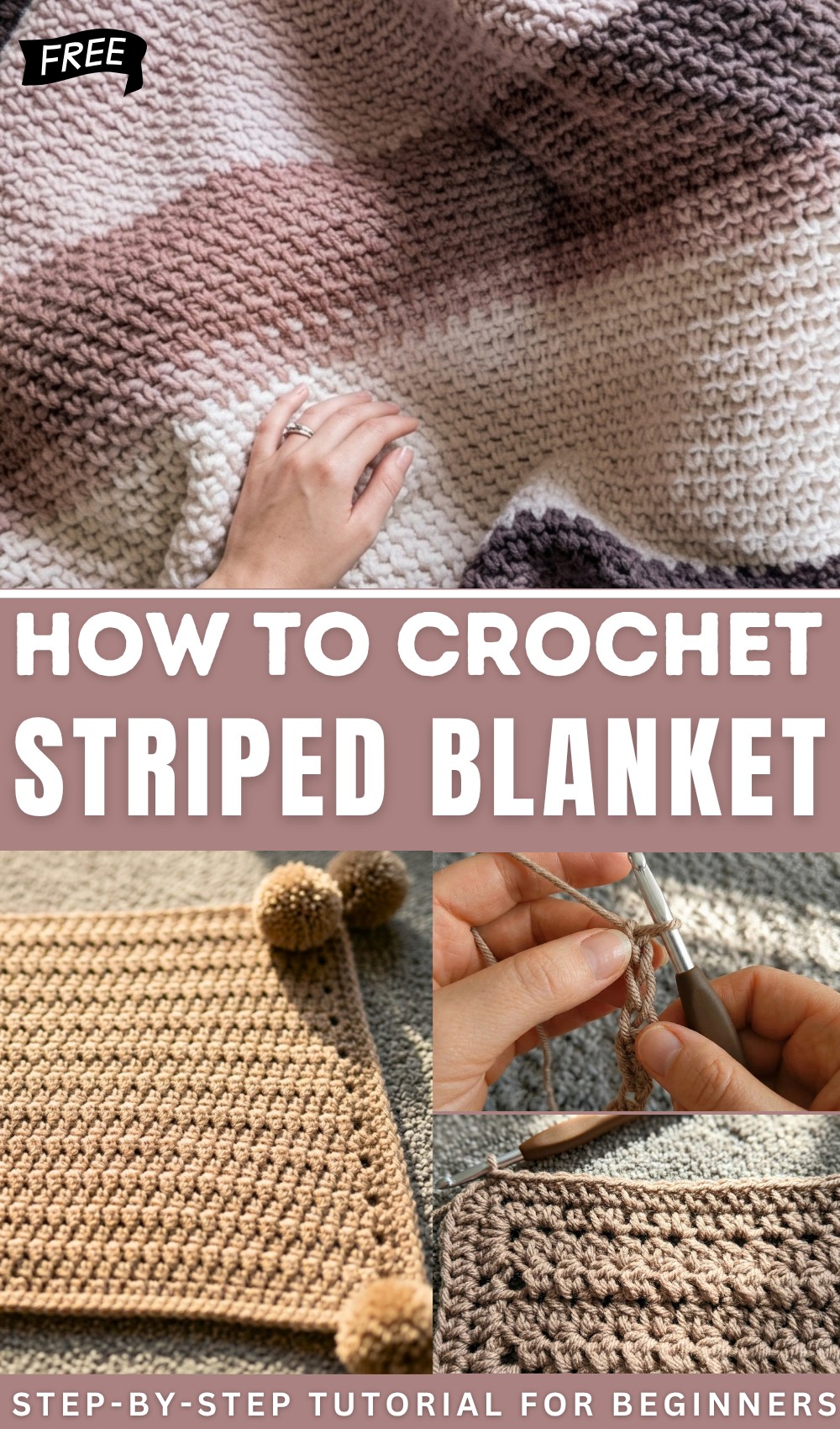 Super Cozy Crochet Striped Blanket 1