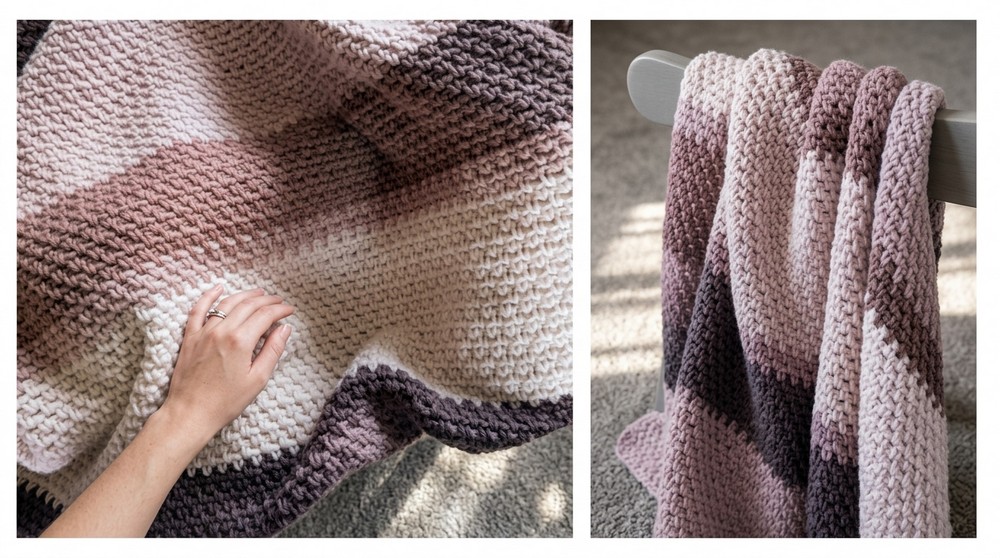 Super Cozy Crochet Striped Blanket 2