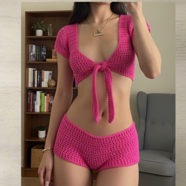 Tie-front top crochet tutorial for beginners 10