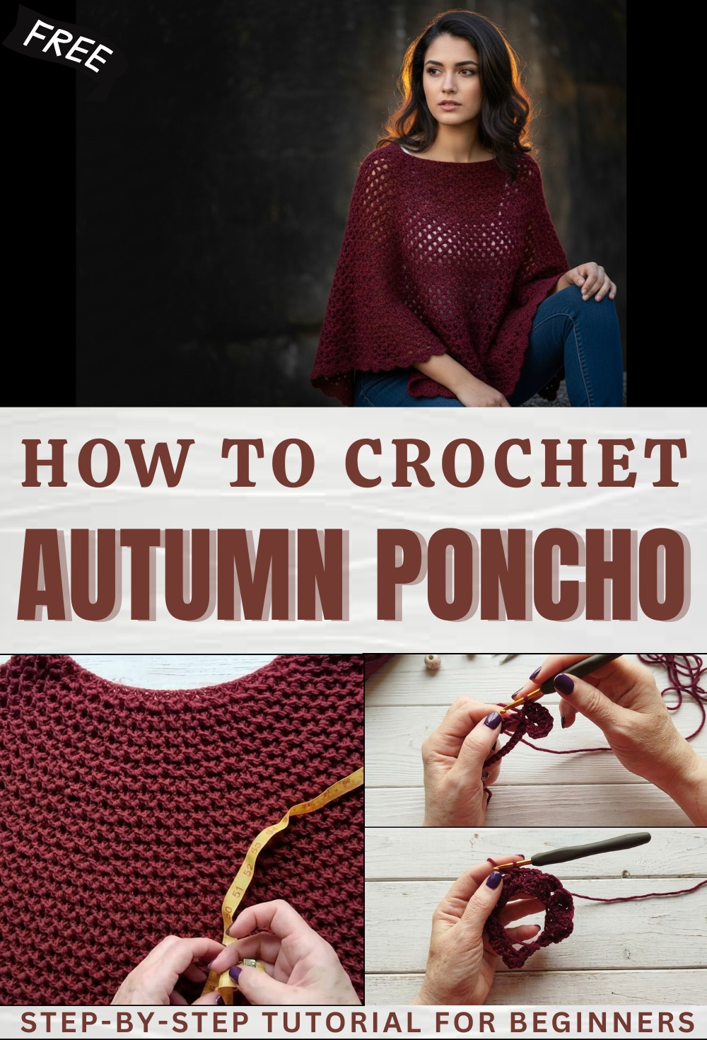 Very easy pattern poncho Autumn to crochet just repeating a stitch 1