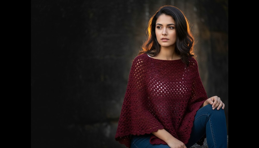 Very easy pattern poncho Autumn to crochet just repeating a stitch 2