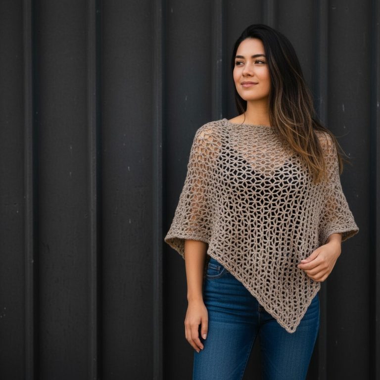 Very easy pattern poncho Autumn to crochet just repeating a stitch 8 (8)