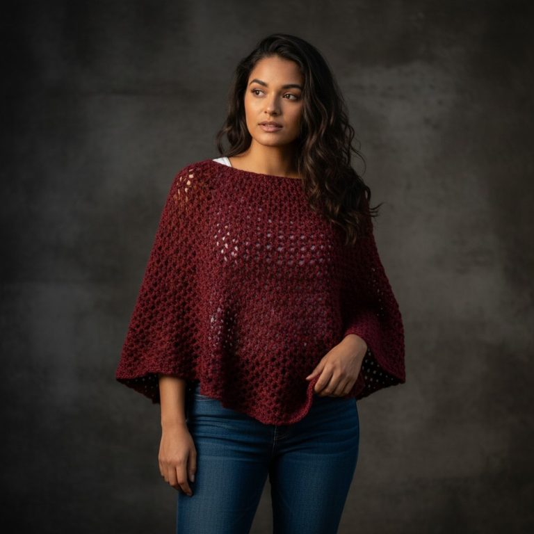 Very easy pattern poncho Autumn to crochet just repeating a stitch 9