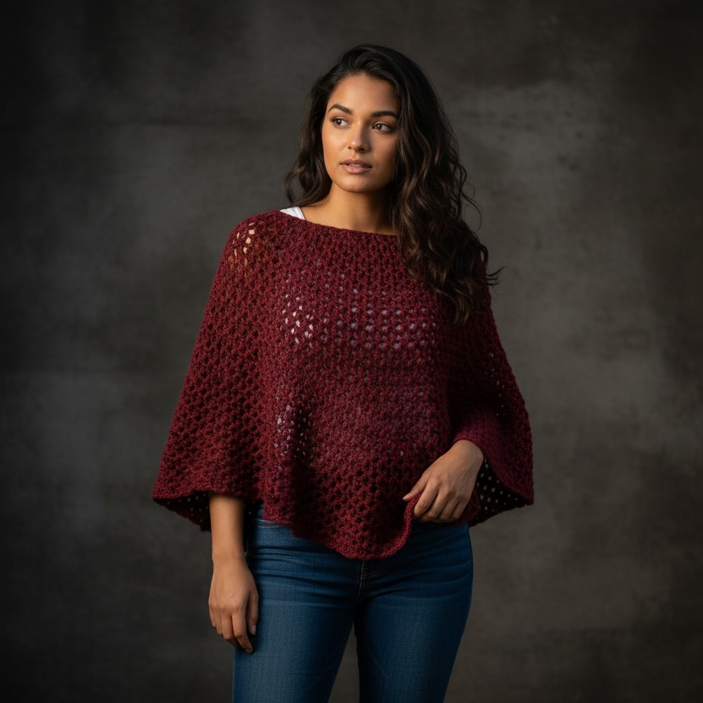 Very easy pattern poncho Autumn to crochet just repeating a stitch 9