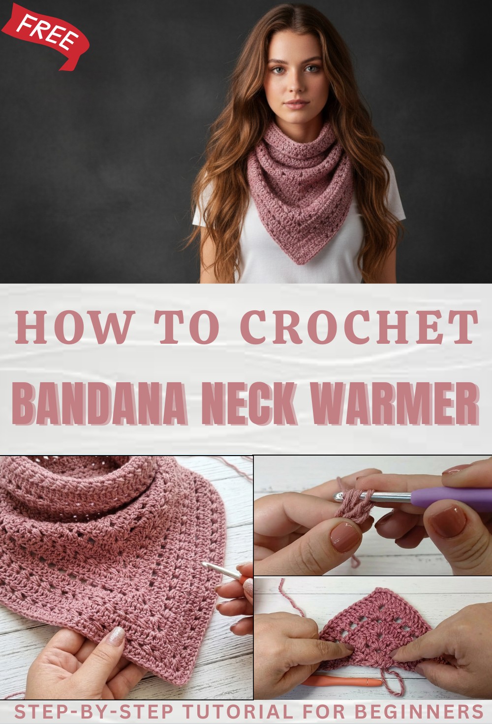 XL crochet bandana neck warmer - Super warm and easy to knit 1