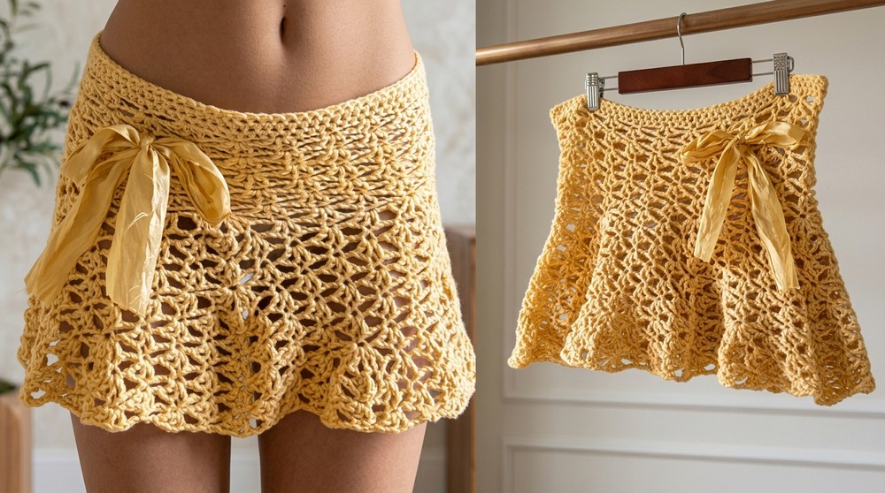 Crochet lacey shell skirt tutorial 2