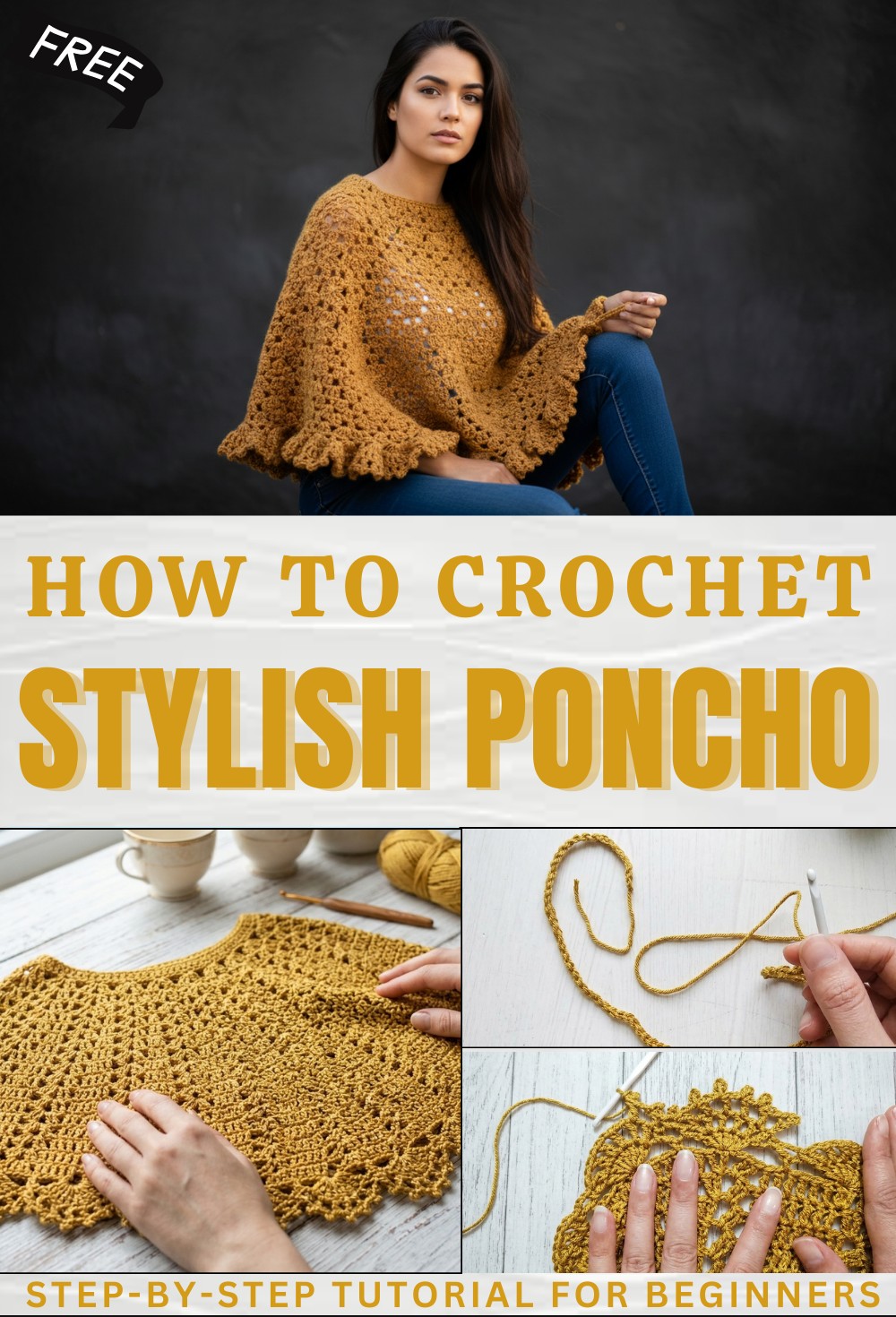 easy crochet poncho tutorial (subtitles available) 1