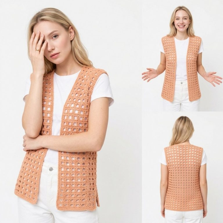 Annalisa Vest Tutorial Easy Crochet Column Stitch by Andy Handmade 8