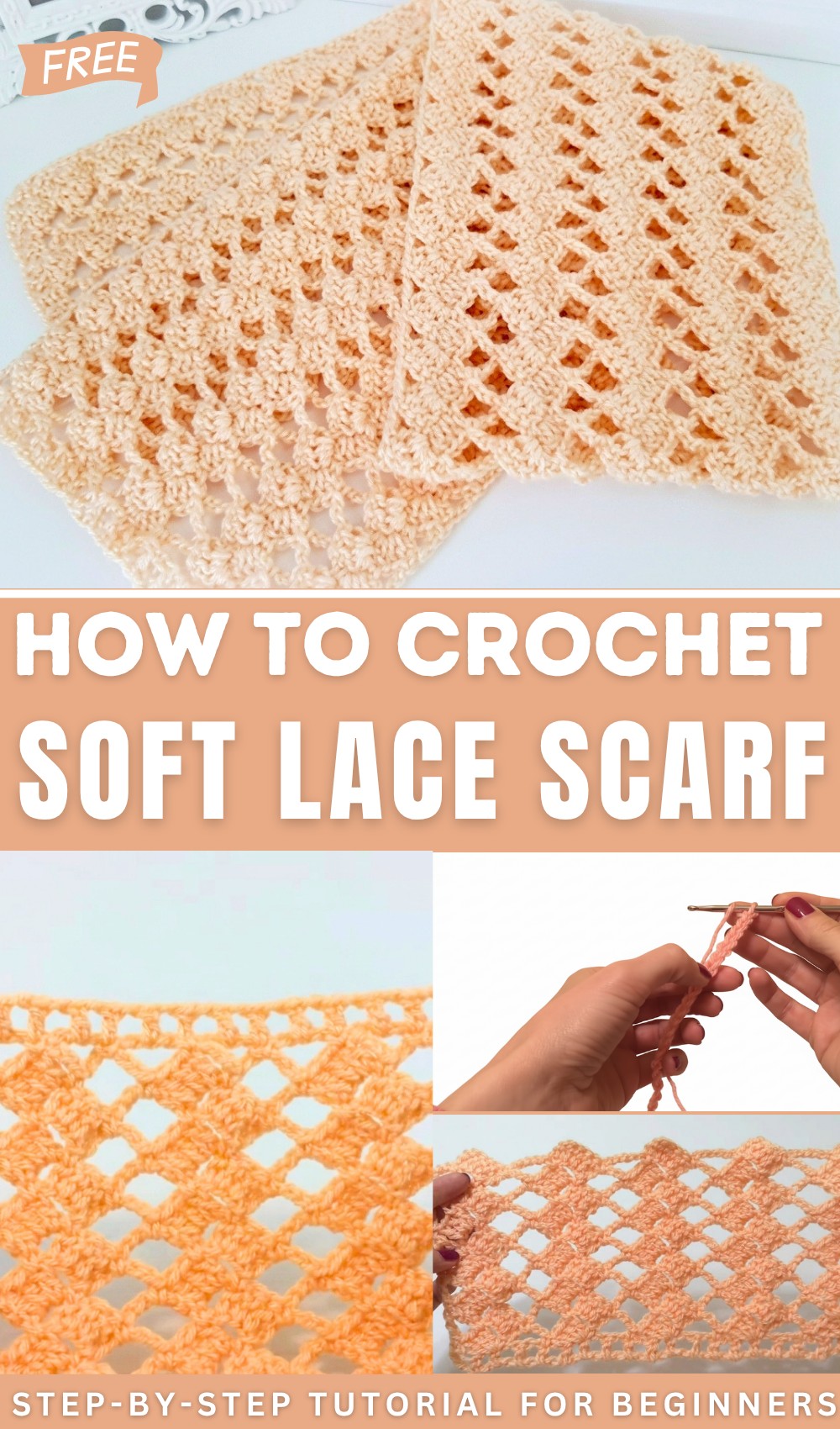 Caron Simply Soft Lace Scarf Tutorial, How to Crochet Easy Lace Scarf 1