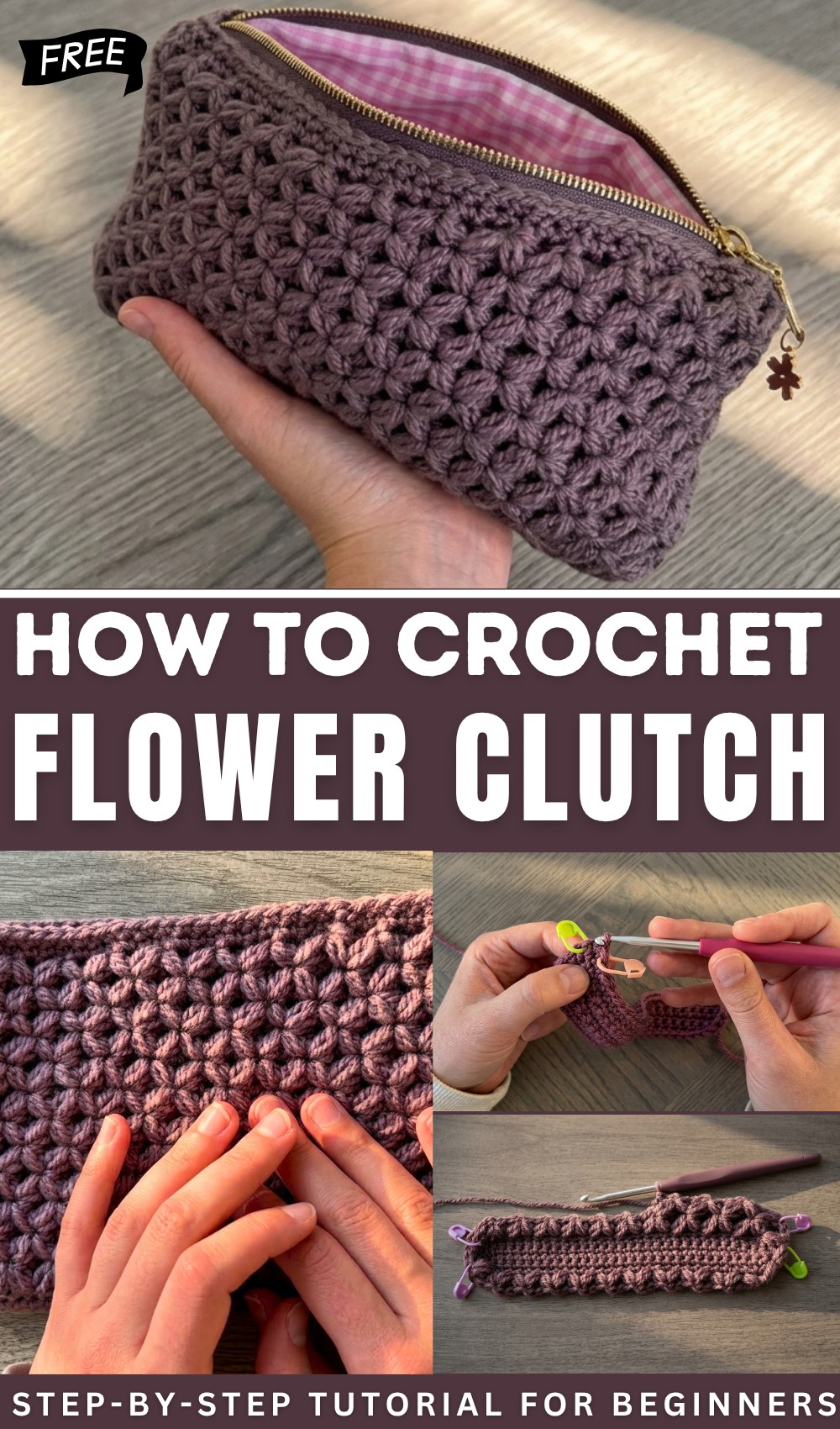Crochet Flower Clutch Pouch Tutorial ♡ step by step 1