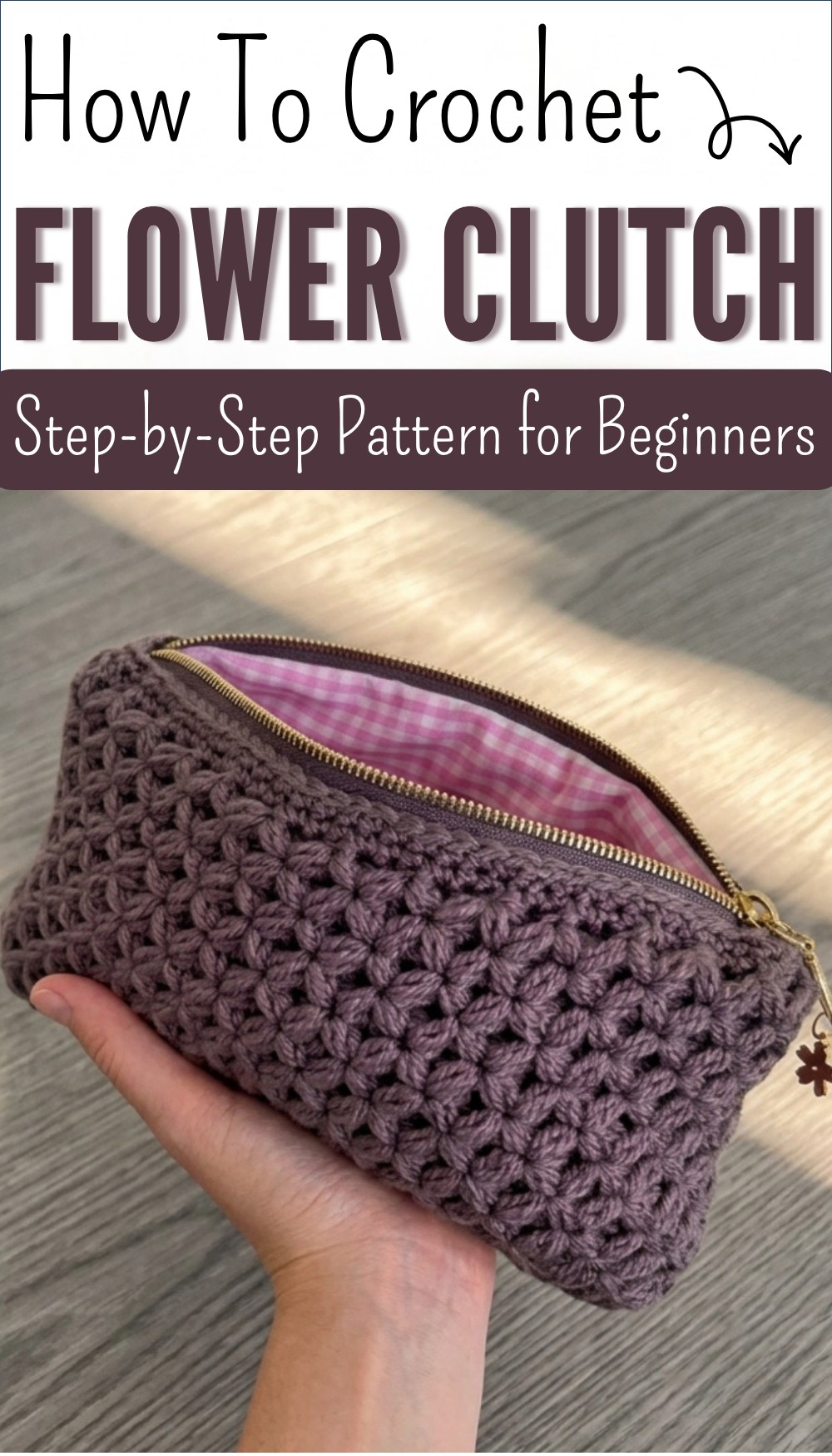 Crochet Flower Clutch Pouch Tutorial ♡ step by step 9