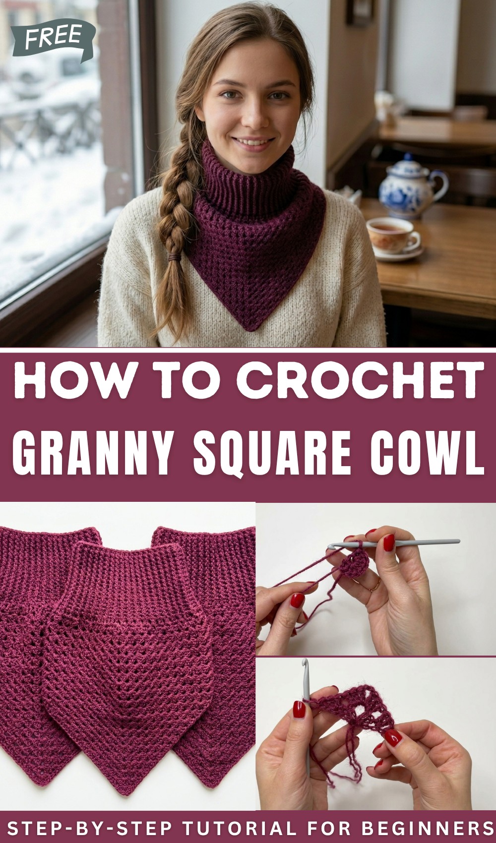 Crochet Granny Square CowlNeckwarmerShawl 1