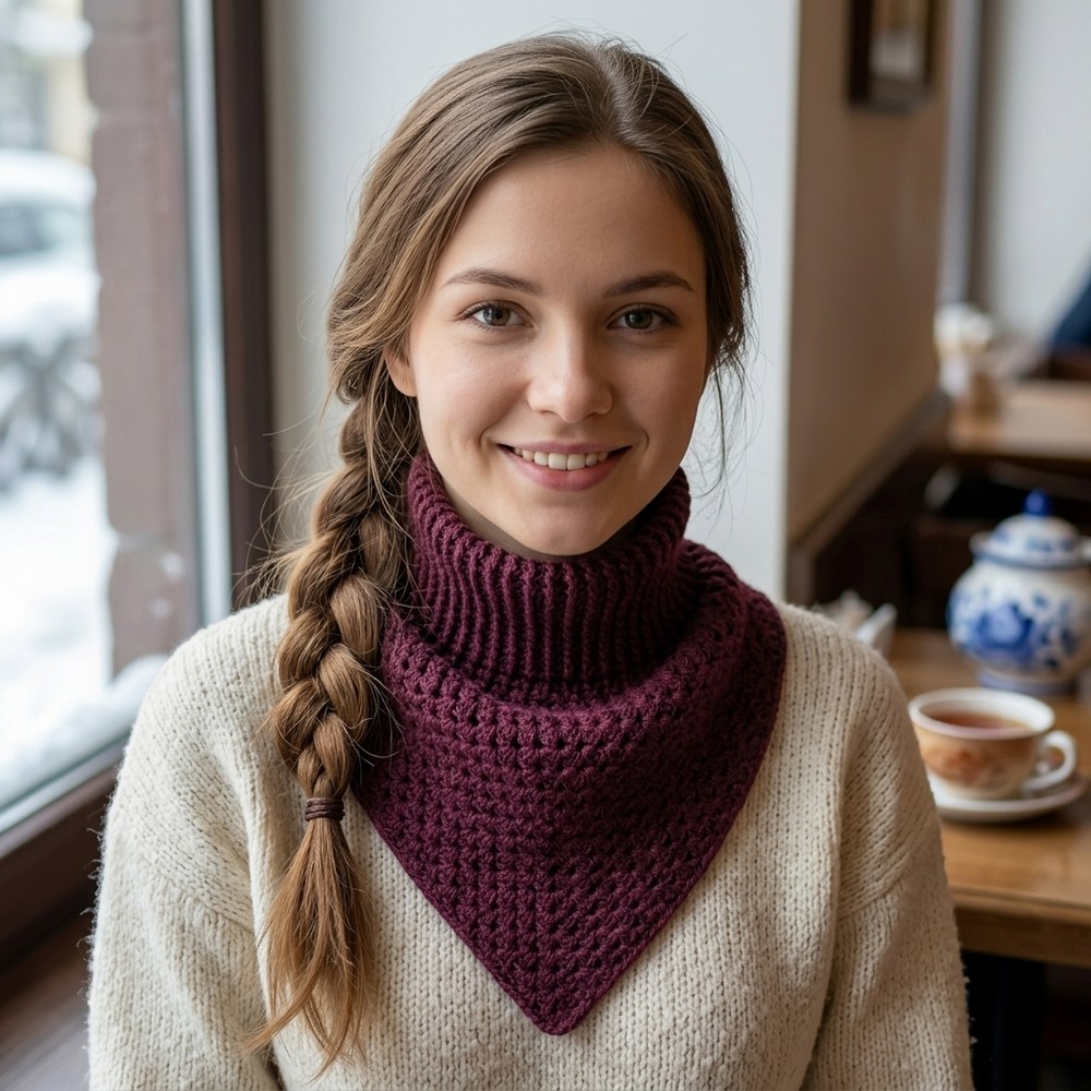 Crochet Granny Square CowlNeckwarmerShawl 9