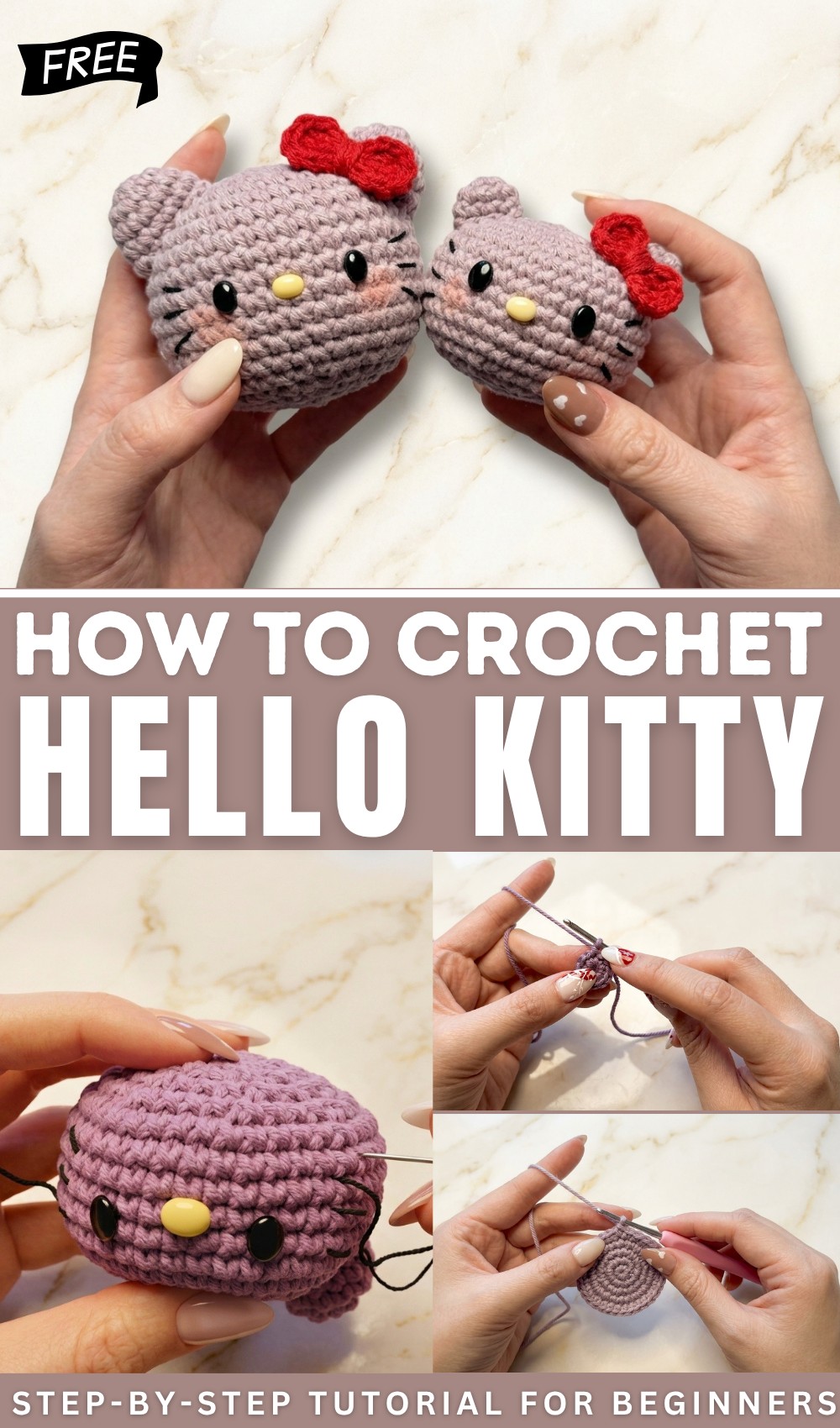 Crochet Hello Kitty Plushie Free Pattern & Beginner Friendly! 1