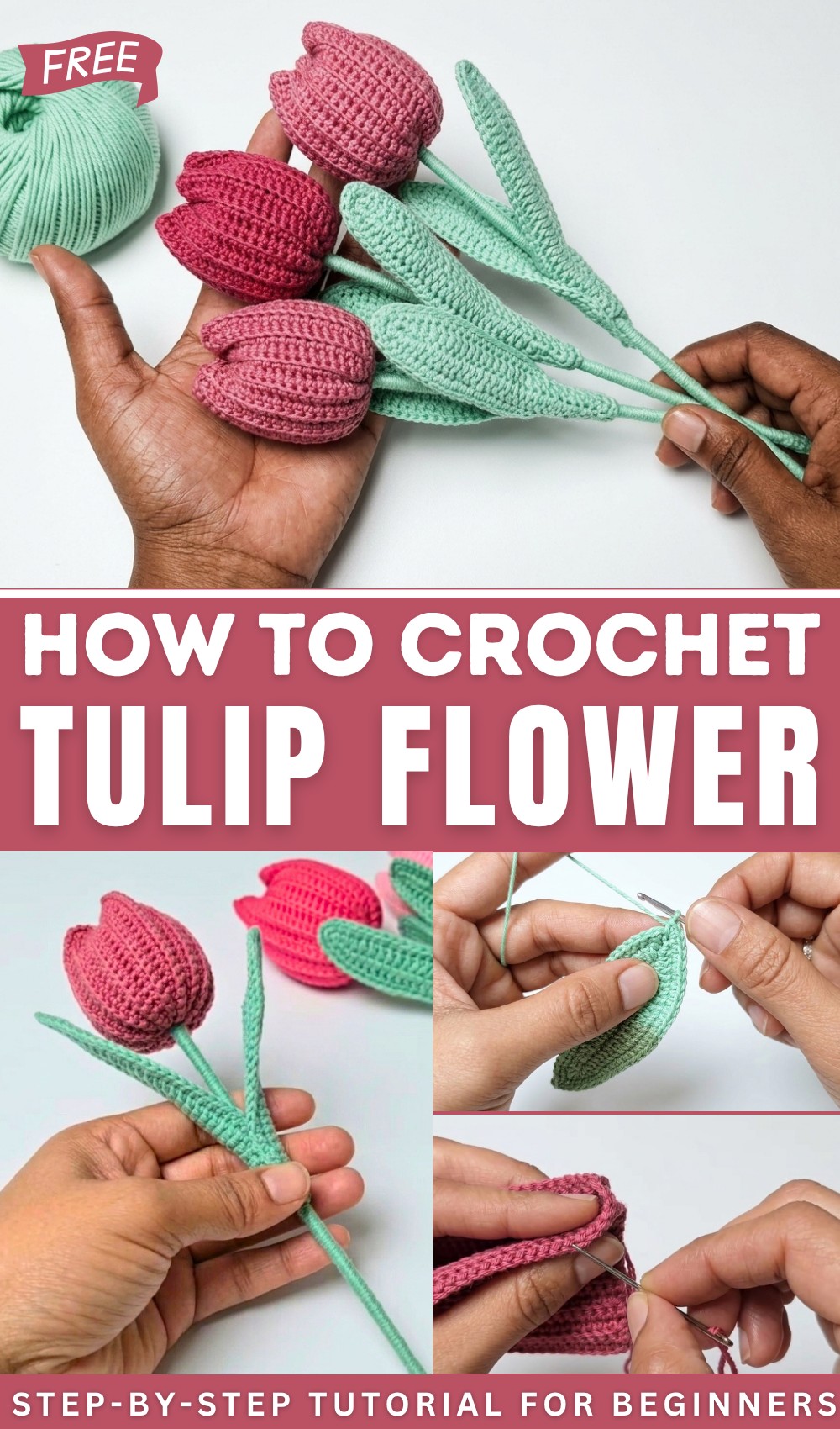 Crochet Tulip Flower Easy DIY Bouquet Gift Tutorial 1