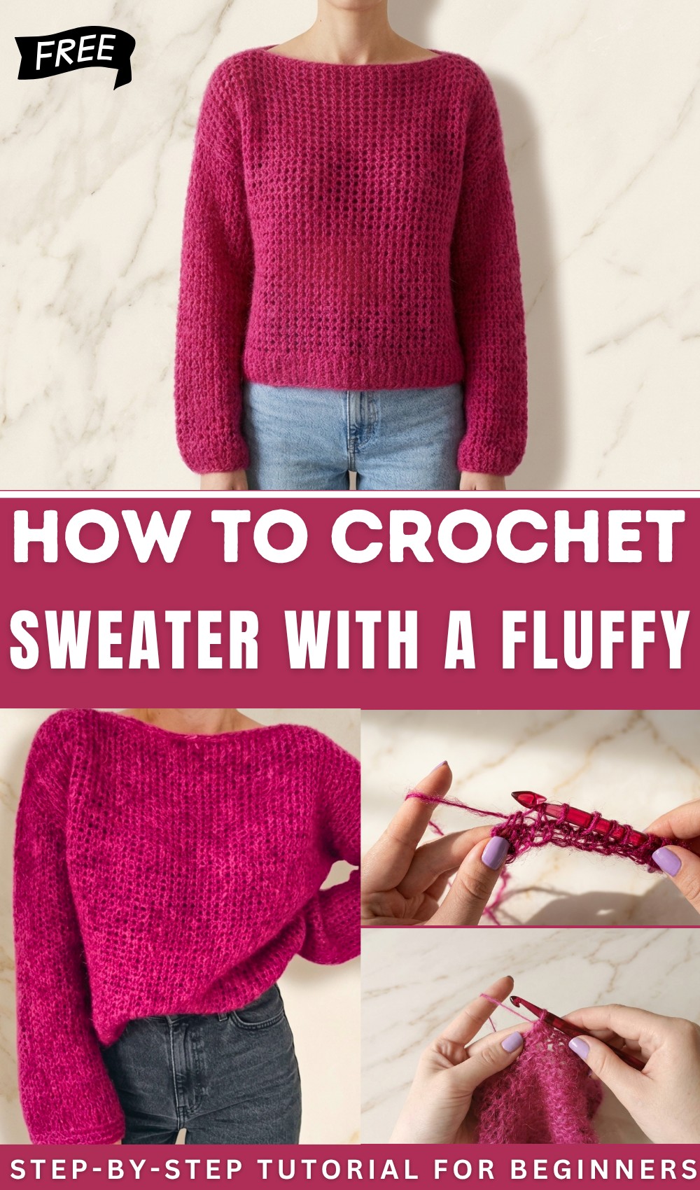 Crocheting my dream sweater with a fluffy, knitted look tutorial 1