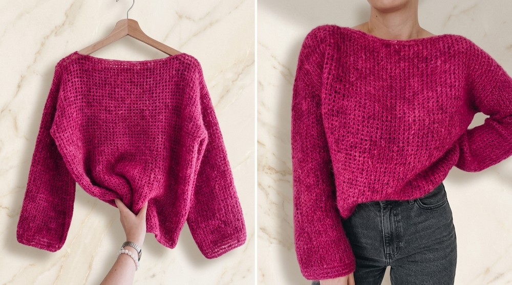 Crocheting my dream sweater with a fluffy, knitted look tutorial 2